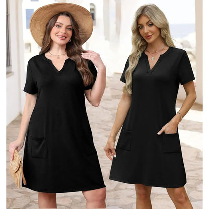 Special Sale♥️Summer Dress Dresses for Women 2026 Casual Summer V Neck Wedding Guest Dress Short Sleeve Fashion Beach Vacation Clothes