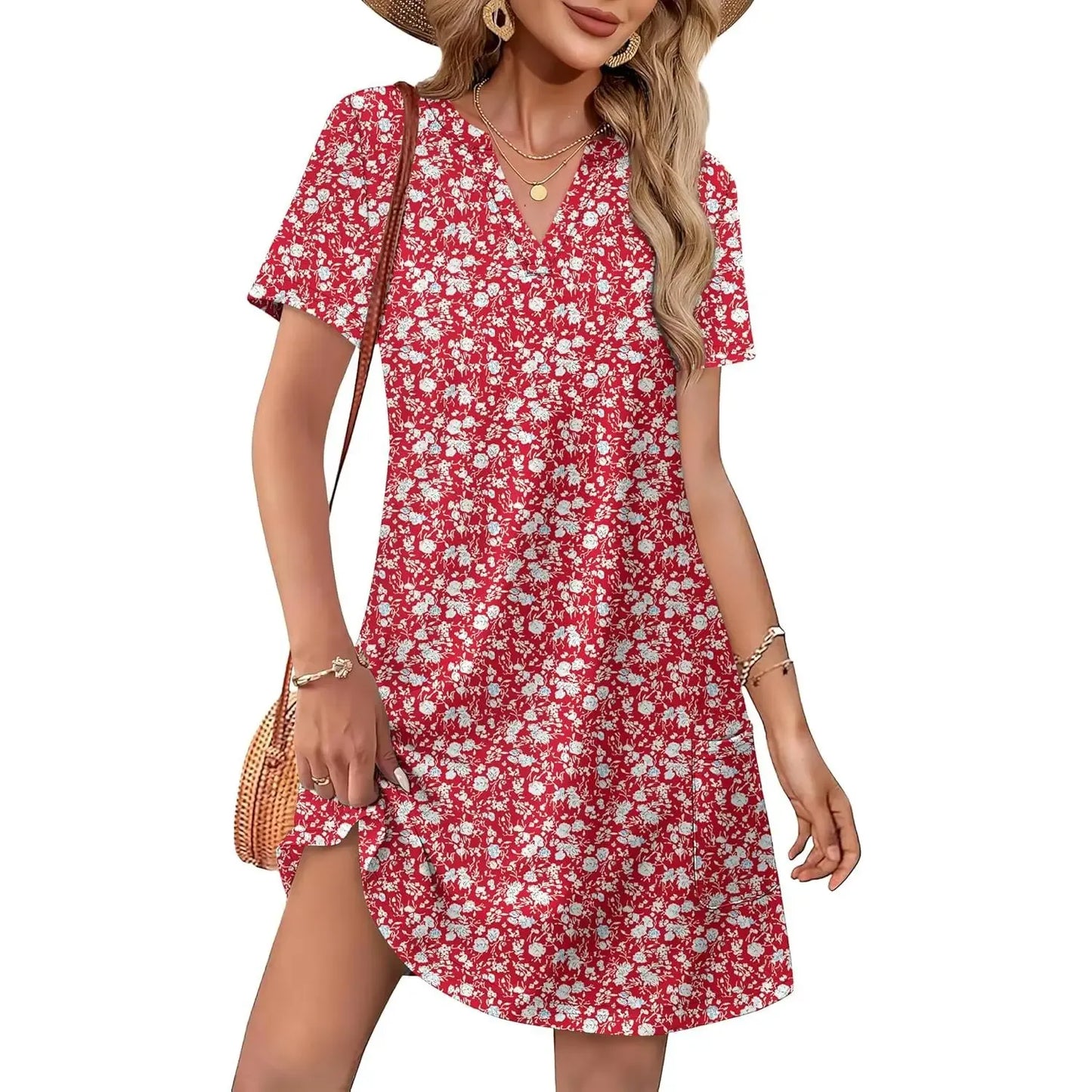 Special Sale♥️Summer Dress Dresses for Women 2026 Casual Summer V Neck Wedding Guest Dress Short Sleeve Fashion Beach Vacation Clothes