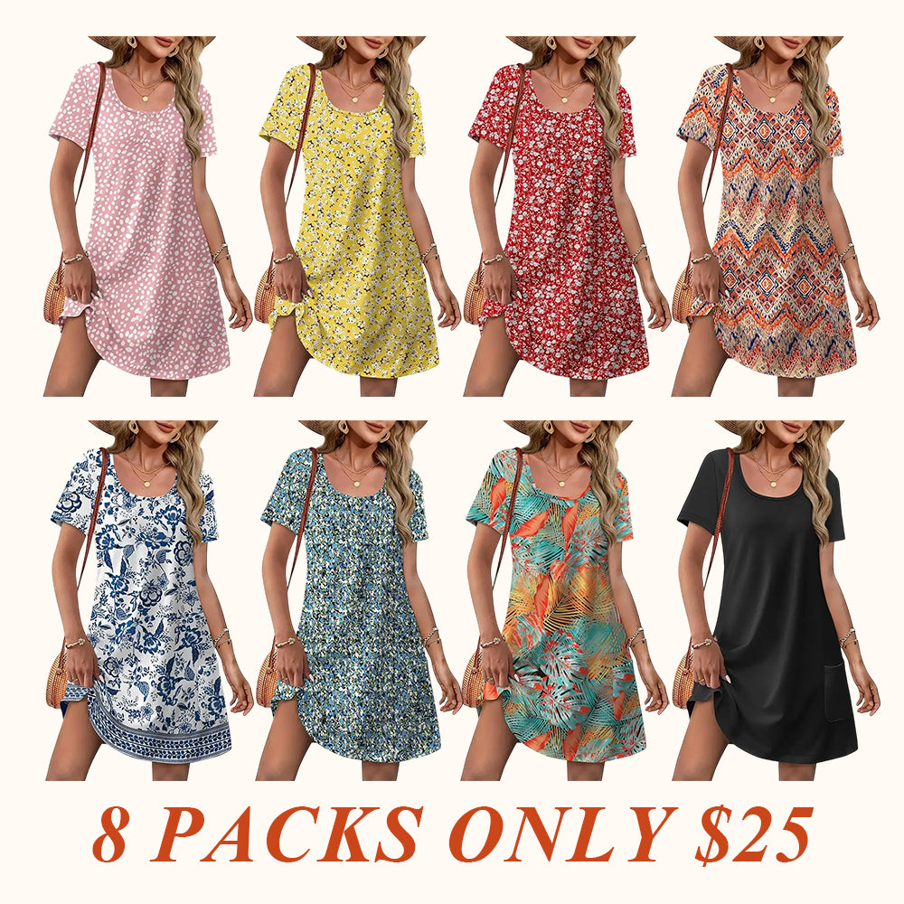 Special Sale♥️Summer Dress Dresses for Women 2026 Casual Summer V Neck Wedding Guest Dress Short Sleeve Fashion Beach Vacation Clothes