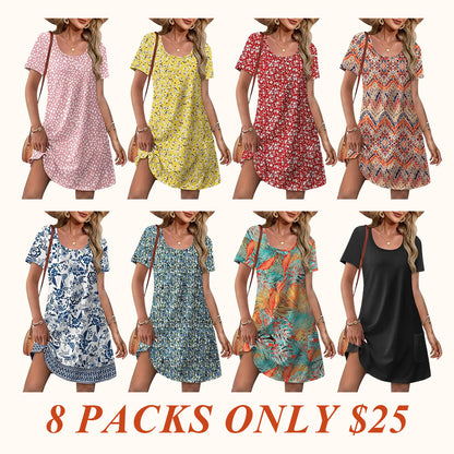 Special Sale♥️Summer Dress Dresses for Women 2026 Casual Summer V Neck Wedding Guest Dress Short Sleeve Fashion Beach Vacation Clothes